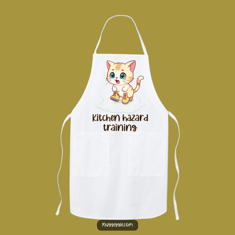 Funny Apron: Humorous Boots Kitty Milk Spill Kitchen Wear for Cat Chefs