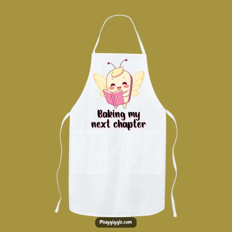 Funny Chef Apron: Flying Book Character Butterfly Wings Gift