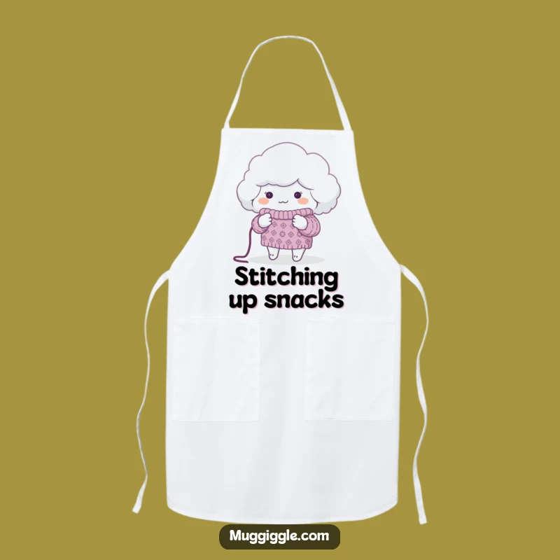 Funny Cloud Knitting Apron: Chef's Hilarious Companion for Eco-Kitchens