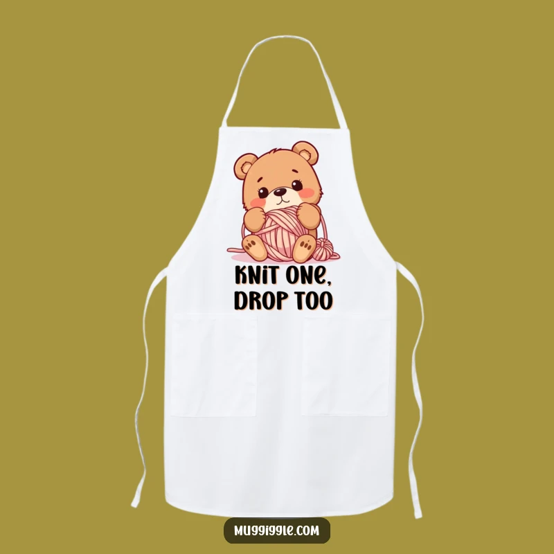 Funny Clumsy Bear Yarn Apron: Tangled Character - Kitchen Crafting Fun Gift