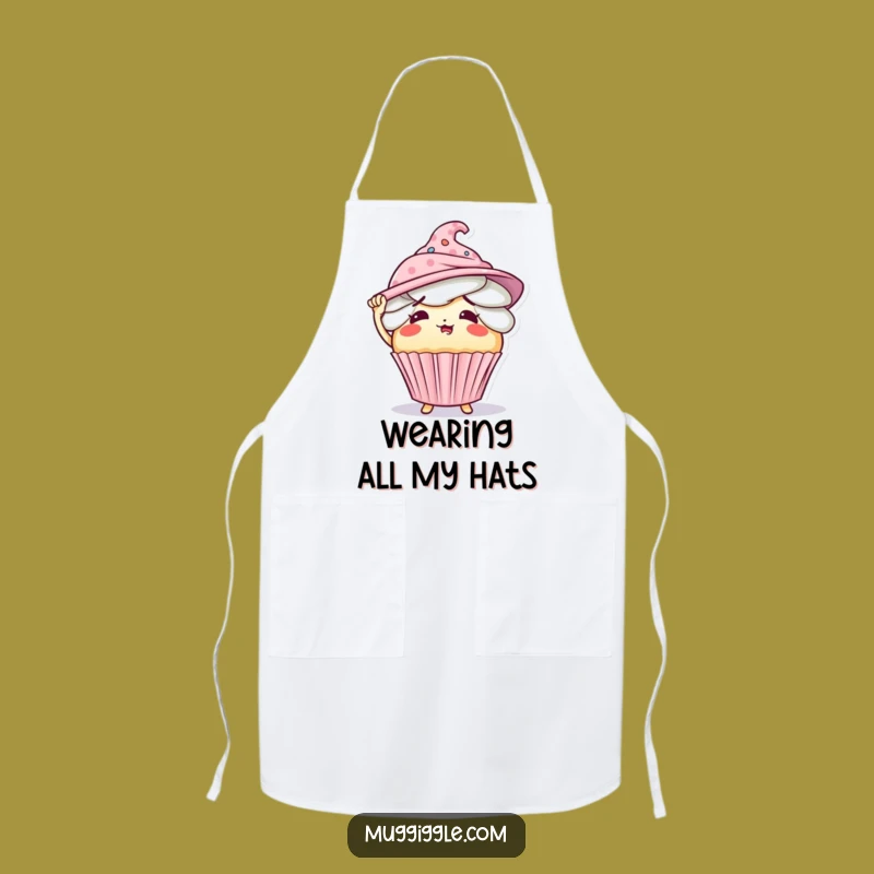 Funny Flustered Cupcake Overloaded with Hats Apron - Chef Funny Gift