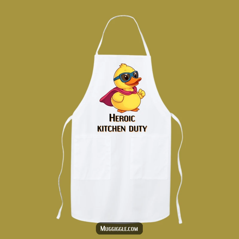 Funny Superhero Rubber Ducky Apron: Cook with Courage, Hilarious Funny Gift!