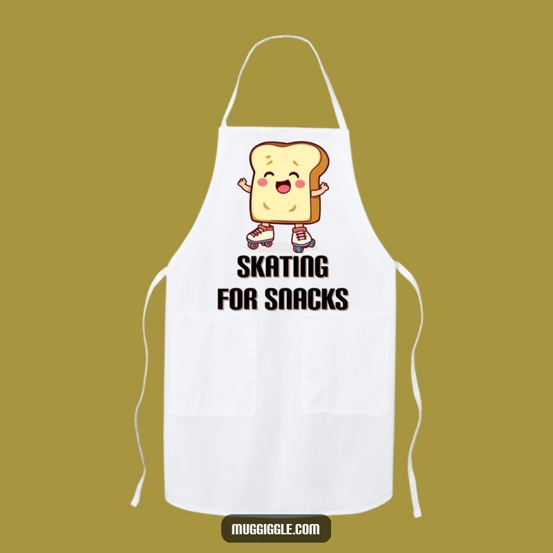 Funny Toast Roller Skates Apron: Determined Cartoon Kitchen Wear