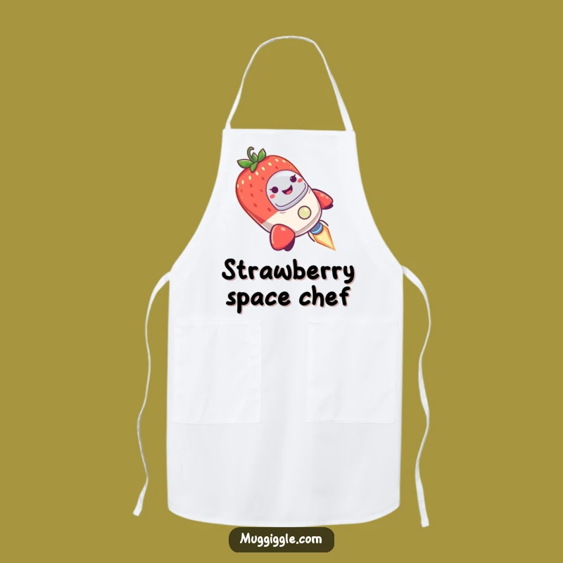 Kitchen Astronaut Funny Apron: Strawberry Rocket Pilot, Humorous Cook Gift