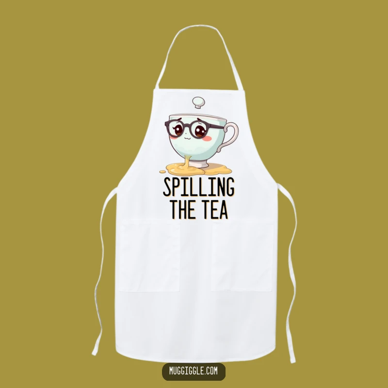 Funny Bewildered Teacup Spill Apron A Clumsy Kitchen Gift