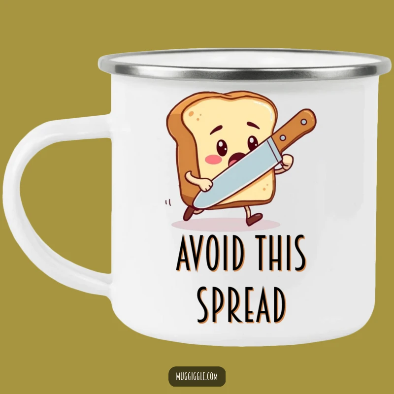 Funny Toast Chase Camping Mug - Durable Breakfast Character Drinkware
