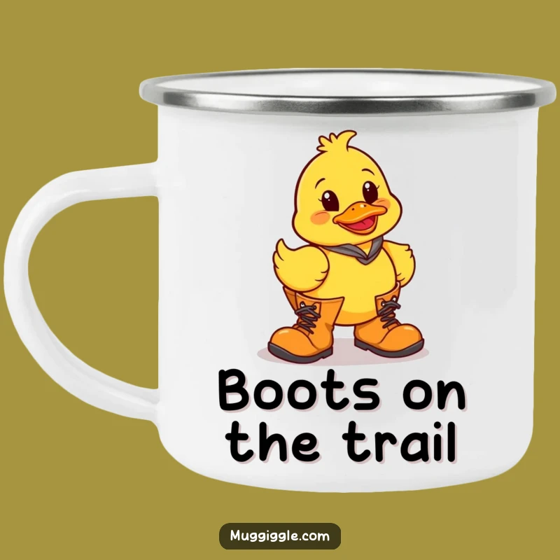 Funny Clumsy Duck Boots Camping Mug: Adventure with a Laugh