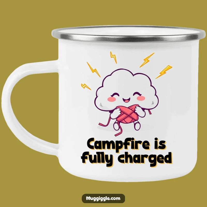 Funny Cloud Knitting Lightning Camping Mug - Adventure with Stormy Humor!