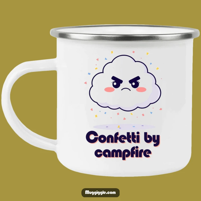 Funny Grumpy Cloud Confetti Camping Mug: Cheerful Outdoor Drinkware