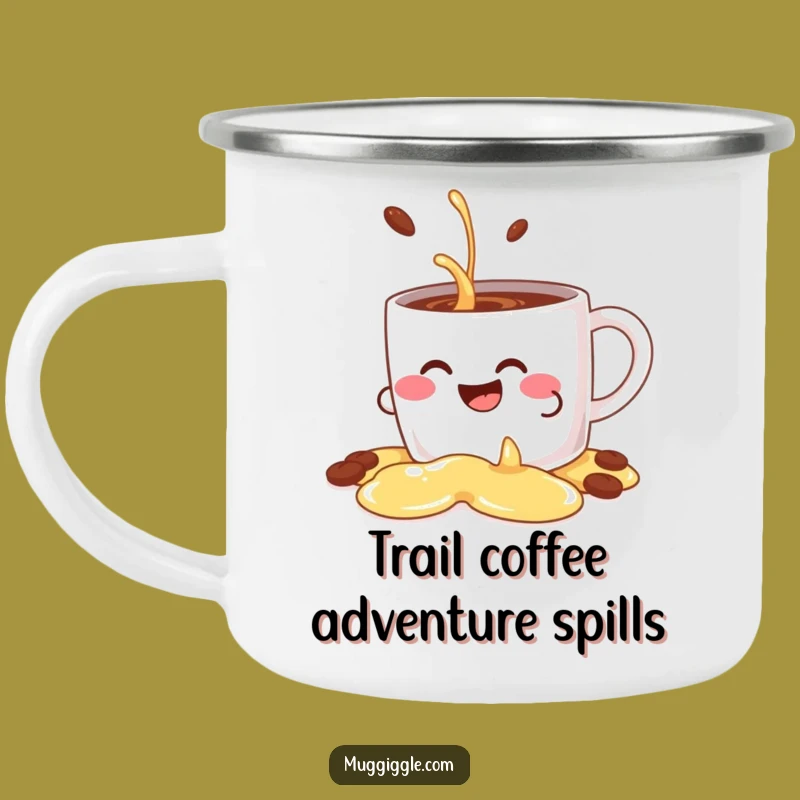 Funny Campfire Mug: Giggling Character, Decorative Spill for Outdoor Laughs