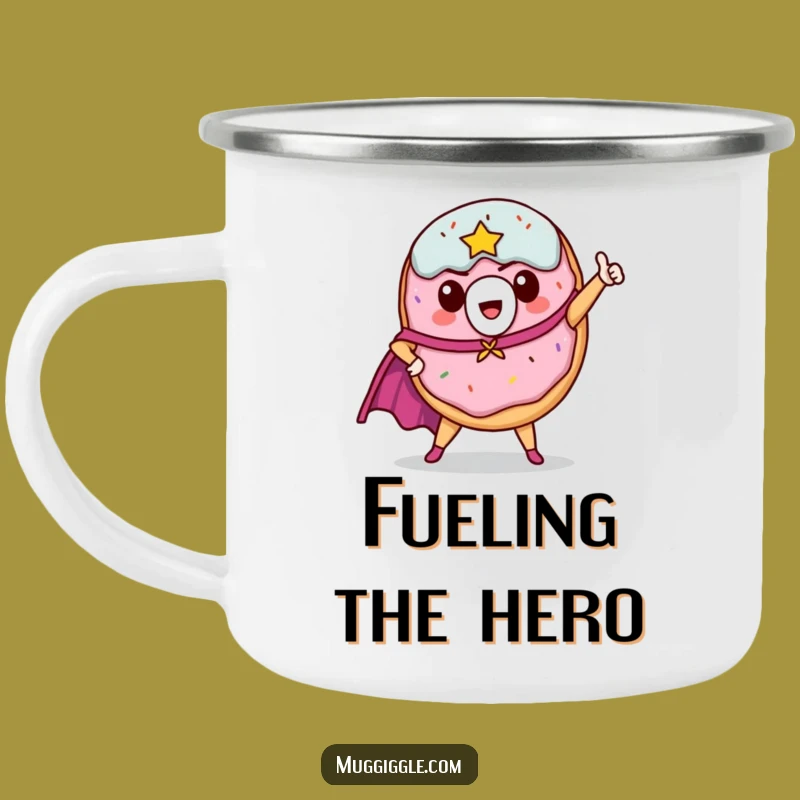 Funny Donut Hero Camping Mug: Adventure Fuel for Your Inner Superhero