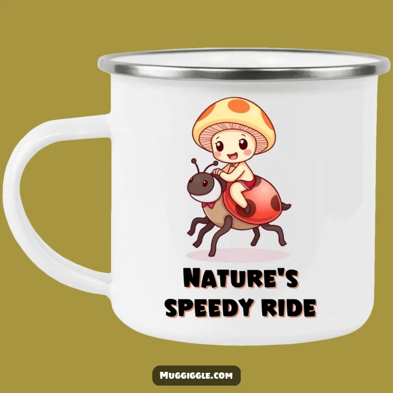Funny Mushroom Ladybug Camping Mug: Durable Delighted Cartoon Cup