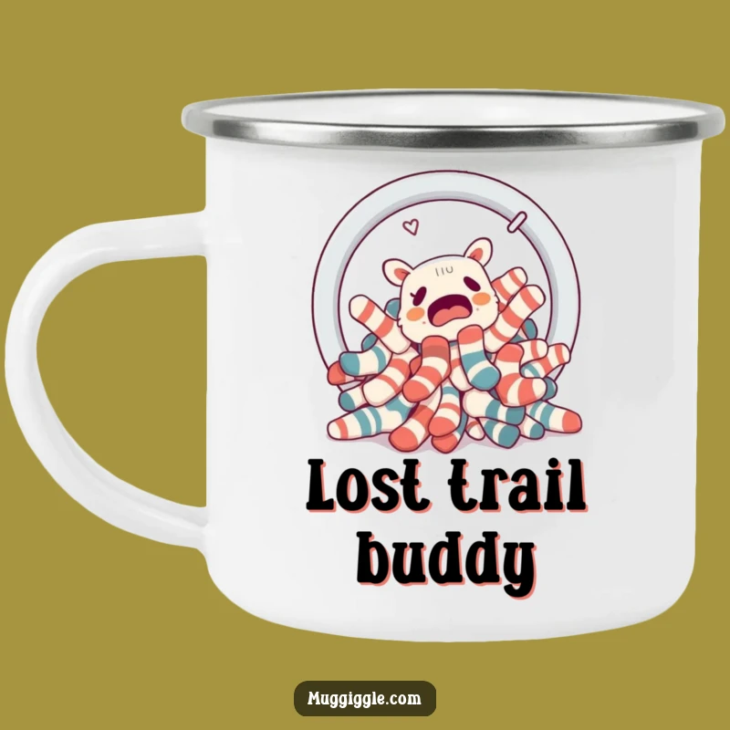 Funny Lost Socks Camping Mug: Laundry Portal Outdoor Coffee Cup