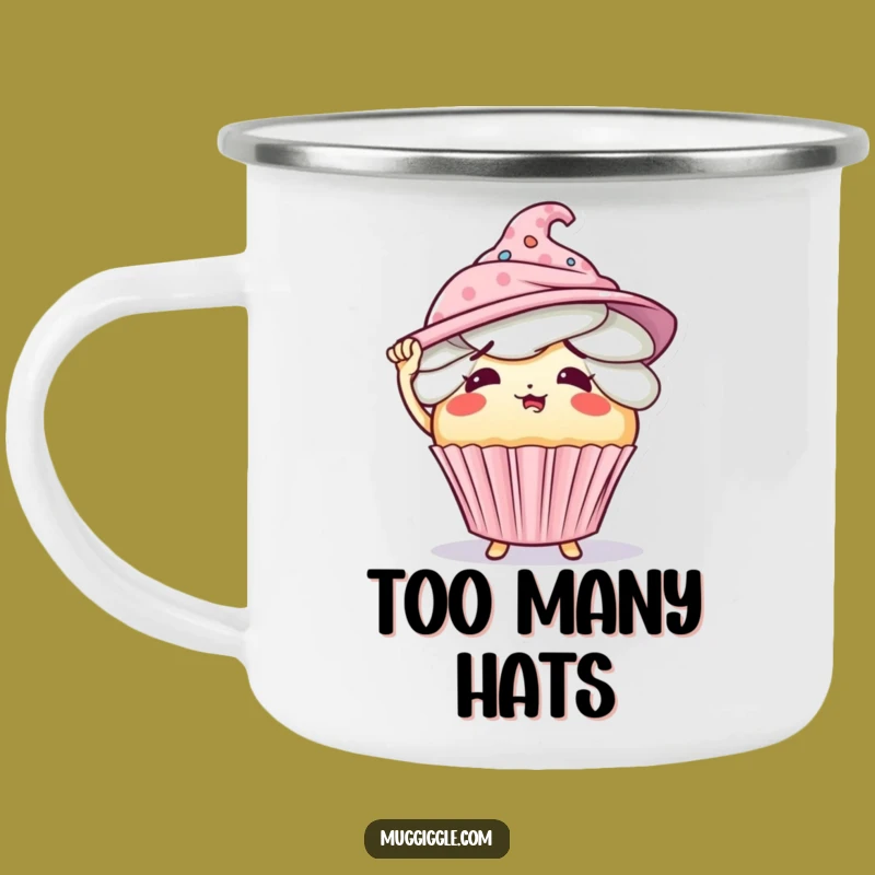Funny Flustered Cupcake Many Hats Camping Mug - Outdoor Funny Gift