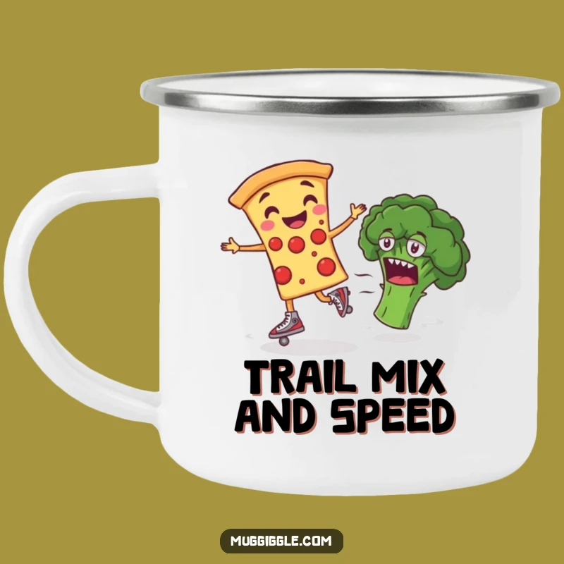 Funny Pizza Roller Skate Camping Mug: Adventure-Ready and Hilarious Foodie Gift