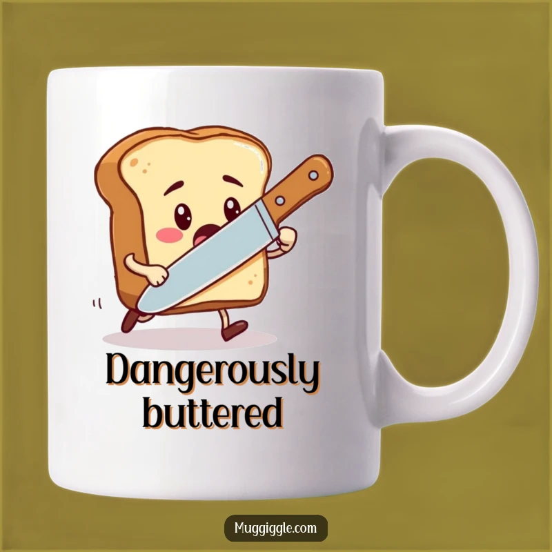 Funny Toast Chase Mug - Startled Character Butter Knife Breakfast Gift