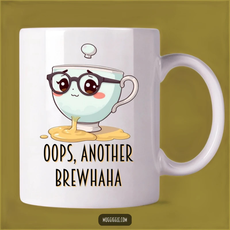 Funny Bewildered Teacup Spill Mug A Clumsy Ceramic Humor Gift