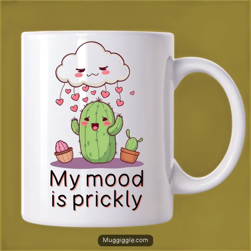 Funny Grumpy Cloud Cactus Mug: Adorable Heart Rain Coffee Cup Gift
