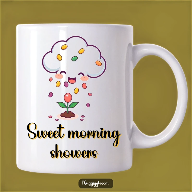 Funny Happy Cloud Jellybean Mug: Sweet Raining Character - Whimsical Treat Gift