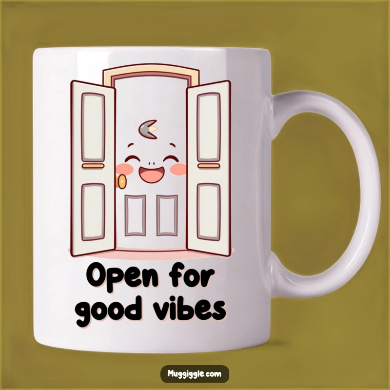 Funny Welcoming Door Mug - Open Up for Laughter!