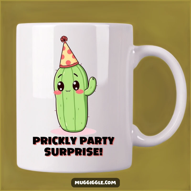 Funny Surprised Cactus Mug - Party Time Prickly Pal Gift