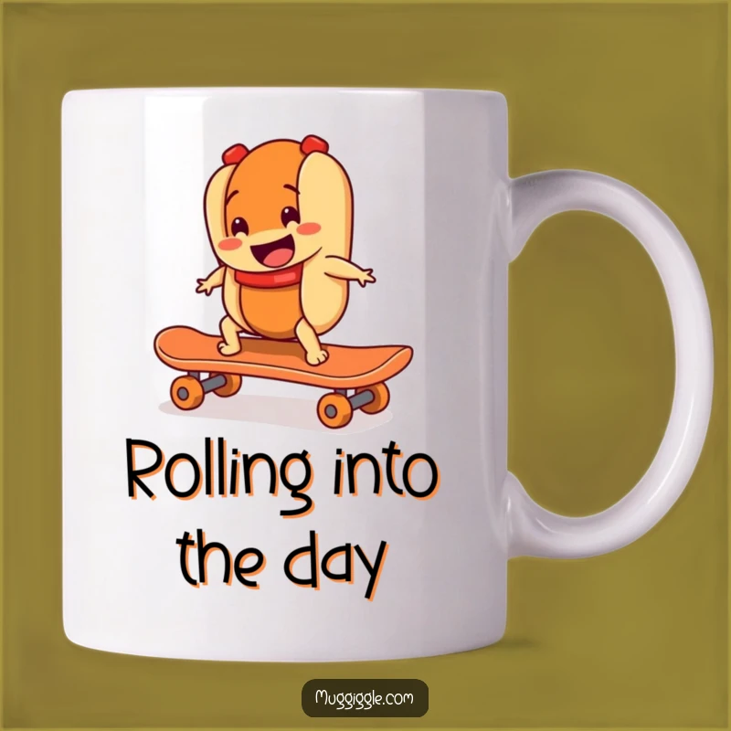 Funny Hot Dog Skateboarder Mug A Wild Ride Food Humor Gift