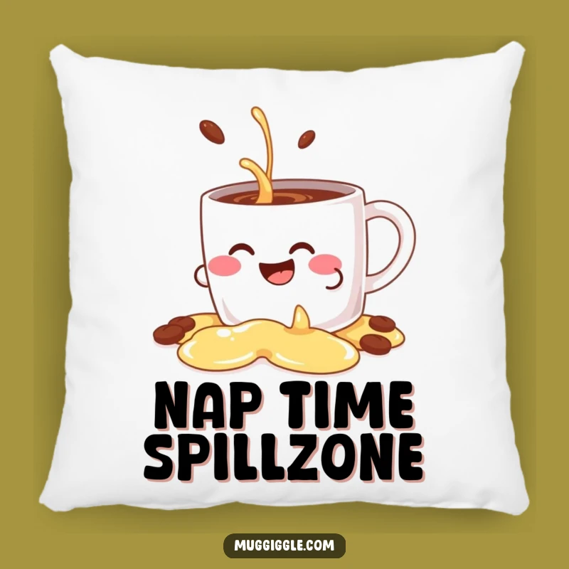 Cozy Funny Giggling Mug Pillow: Decorative Spill, Soft Humor Cushion Gift