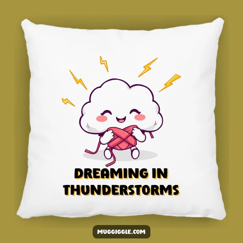 Funny Cloud Knitting Lightning Pillow - Cozy Up with Stormy Smiles!