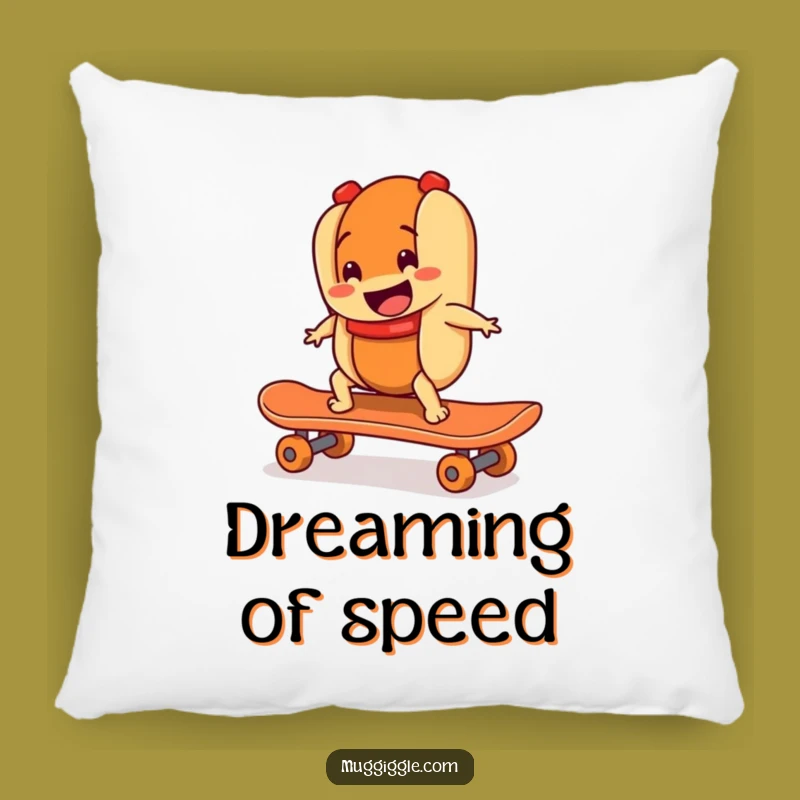 Funny Hot Dog Skateboarder Pillow A Comfy Adventure Gift