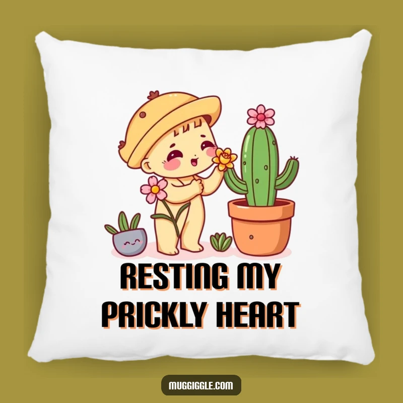 Funny Taco Cactus Pillow: Cozy Comfort with an Awkward Admirer Design