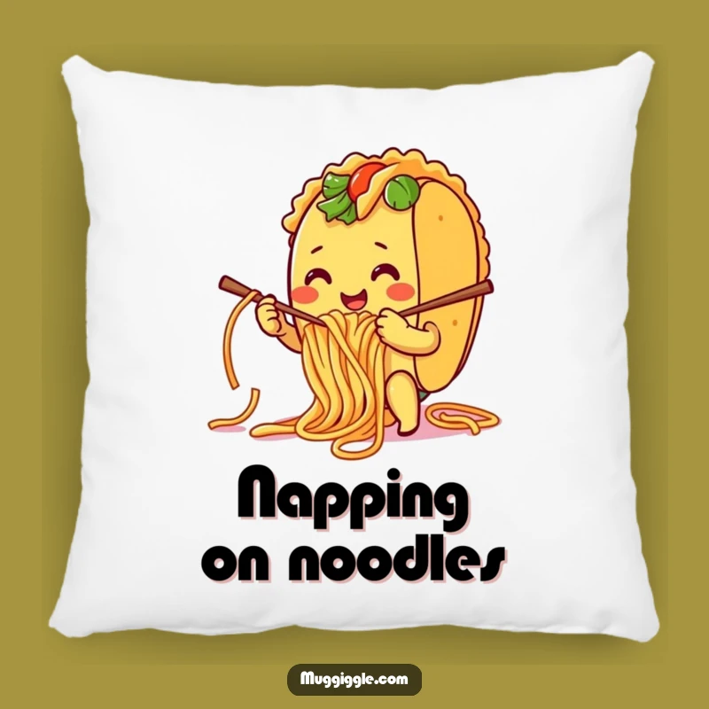 Funny Taco Knitting Pillow: Cozy Humor with a Spaghetti Crafting Culinary Character