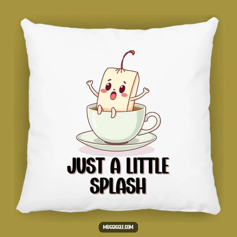 Funny Teabag Pillow: Surprised Kicking Legs in Teacup Cushion