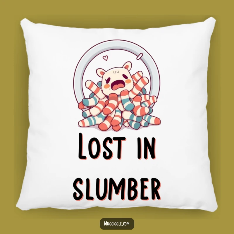 Funny Lost Socks Pillow: Cozy Laundry Basket Portal Cushion
