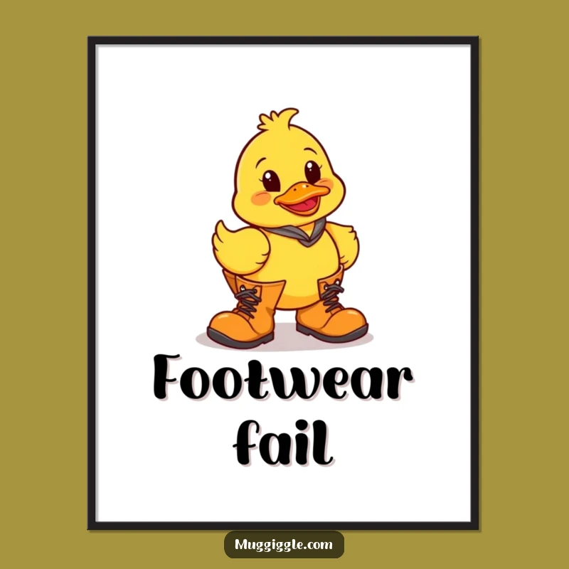 Funny Clumsy Duck Boots Digital Art: Instant Humor for Your Walls