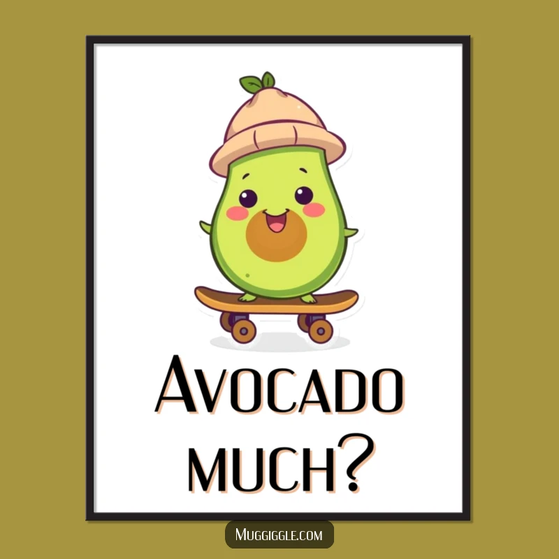 Funny Avocado Skater Digital Print: Cool Wall Art Download