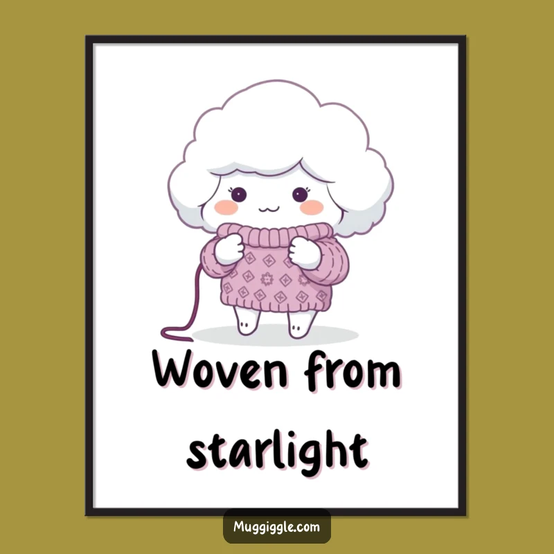 Funny Cloud Knitting Digital Art: Instant Humorous Decor for Eco-Spaces