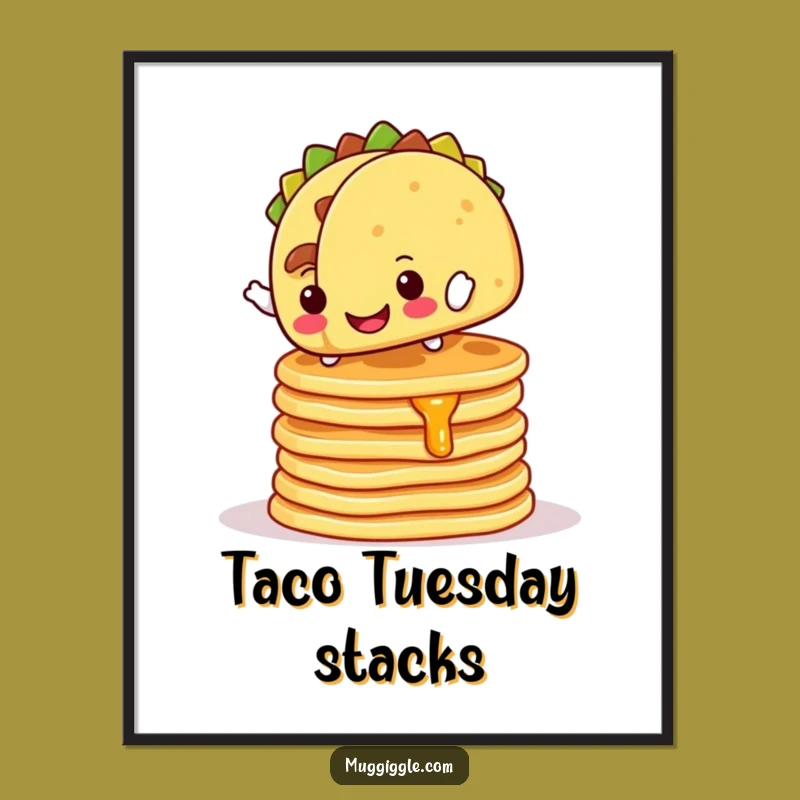 Funny Digital Print: Hilarious Taco Breakfast Balance Art for Foodie Kitchens