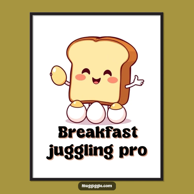 Funny Juggling Toast Digital Art: Whimsical Breakfast Decor