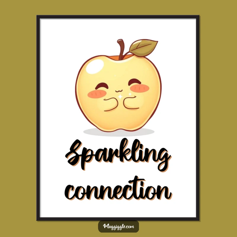 Funny Shy Apple Digital Art: Instant Humorous Decor for Sweet Spaces