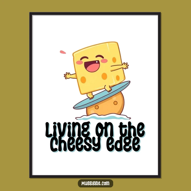 Funny Surfing Cheese Digital Art - Cracker Wave Scene, Instant Gag Gift