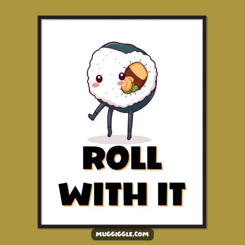 Funny Sushi Cartwheel Digital Print: Hilarious Foodie Wall Art Download