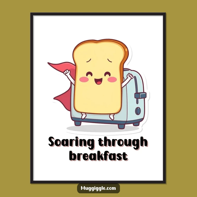 Funny Toast Flying Hero Digital Print - Instant Joy for Your Walls!