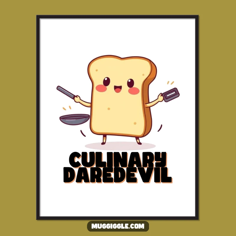 Funny Toast Juggling Pans Digital Art: Brave Breakfast Wall Decor!