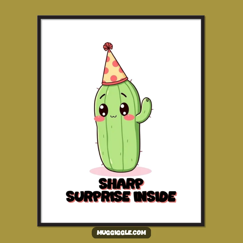 Funny Surprised Cactus Digital Art - Printable Party Decor
