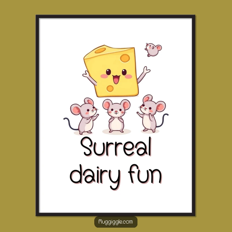 Funny Cheese Juggling Mice Art Print A Hilarious Decor Gift