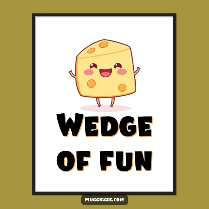Funny Dancing Cheese Wedge Digital Art: Instant Cheesy Joy