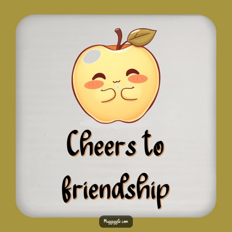 Funny Shy Apple Drink Coaster: Protect Surfaces with Sweet Humor