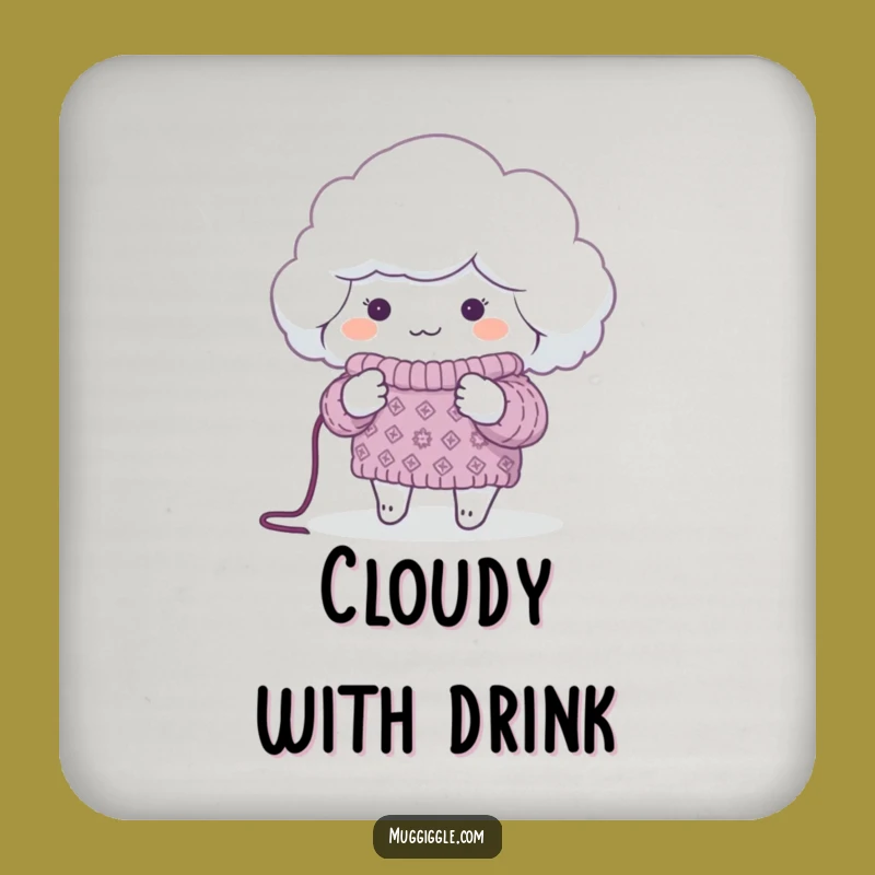 Funny Cloud Knitter Drink Coaster: Protect Surfaces with Eco-Humor