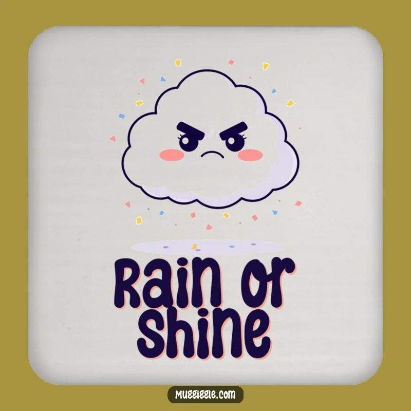 Funny Grumpy Cloud Confetti Drink Coaster: Protect Surfaces with Humor