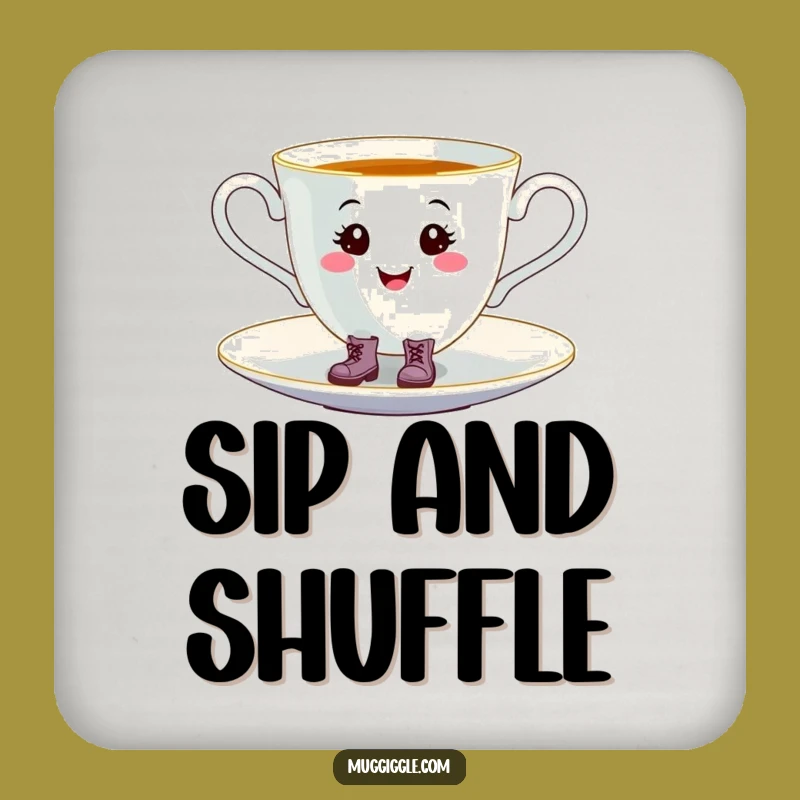 Funny Tap-Dancing Teacup Coaster: Whimsical Boots Protection